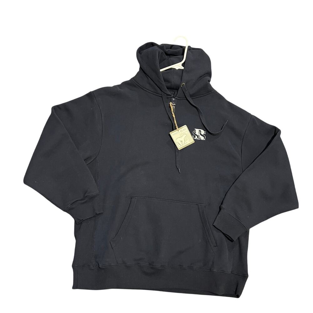 White Bear Navy Pullover stye 1/4 zip Hoodie Sweatshirt, NWT, Men's size XL